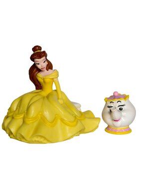 Vtg Disney Belle Mrs. Potts Beauty & The Beast Figures Set Toy Cake Topper Décor